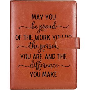 LBWCER Leather Folder, May You Be Proud of the Work You Do, A4 Size, 12.7 x 9.5 Inches, 0.78 Inch Expanding Width, 1 Magnetic Closure, Protects Papers from Tearing