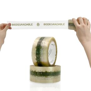 Biodegradable Packing Tape | Plant-Based Cellulose Packaging Tape | Heavy Duty All-Purpose Adhesive for Shipping, Moving, Office, Crafts | Easy-Tear, Low-Noise, Clear - 3pk 1.93 in x 70 yds