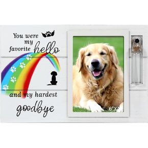 Dog Memorial Picture Frame with Rainbow Bridge, Dog Death Sympathy Gifts with Pet Urns for Dogs Ashes, Fur Baby Passing Away Gifts, Pet Loss Remembrance Photo Frame, Pet Keepsake to Condolences