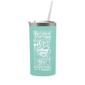 Occupational Therapy Gifts for Future Therapist Womens Water bottle Tumbler with Lid and Straw Accessories for Her Mint 0272