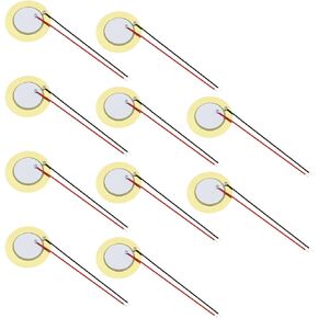 eMagTech 10pcs 20mm Copper Disc Piezo Buzzer 2 Poles Buzzer Acoustic Pickup Transducer Elements for Touch Sensors Electronic Drum Triggers Buzzers