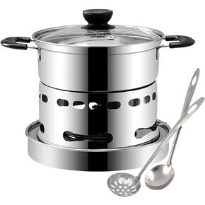 SENYANPAI Hot Pot Alcohol Stove, Spirit Cooker with Pot, Camping Stoves Set，No Power Required,Portable Stainless Steel Liquid Stove, Camping Cooker for Indoor Outdoor Camping Hiking (7In)