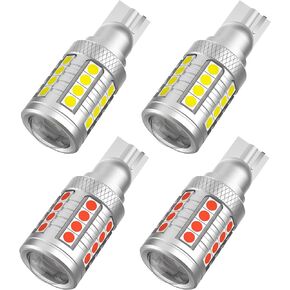 FAXCARS 921 912 LED Bulbs Center High Mount Stop Third Brake Light 1000K Red Bed Cargo Light 6500K White Combo Kits for Ram Silverado F150 F250 F350 Sierra, CANBUS Error Free Anti Hyper Flash