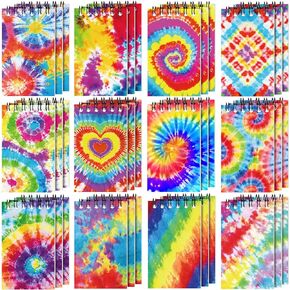 Zhanmai 36 Pcs Mini Tie Dye Notepads Multicolor Style Pocket Notebooks for Kids Spiral Mini Notebook Blank Notebooks Tie Dye Birthday Supplies Small Notepads Party Favors