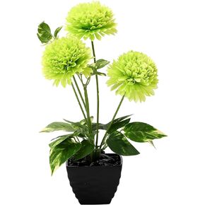 MQcrafts Fake Flowers with Pot,Artificial Potted Plants with Bulbous Chrysanthemum Flowers,Silk Flowers,Artificial Flowers for Home Office Desk Kitchen Garden Indoor Decor (Green)