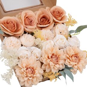 Blue Artificial Flowers Wedding Deco,Fake Silk Flowers with Stems for DIY Bouquets Centerpieces Fall Decor Party Baby Shower Home Decoration - 1x Combo Box