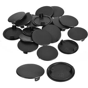 uxcell 20Pcs Hinge Hole Covers, 35mm(1 3/8") Dia Plastic Concealed Hole Cover Round Flush Type Caps for Furniture Cabinet Cupboard, Black