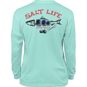 Salt Life Youth Salty Sushi Long Sleeve Tee, Aruba Blue, Large