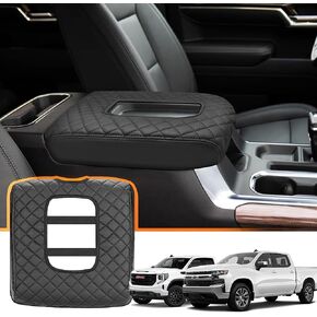 Center Console Cover for Chevy Silverado GMC Sierra Accessories 2019-2024 Only fit for Jump Seat Console Leather Armrest Cover Protecting Your Center from Harm |Preserve your Truck New Appearance|
