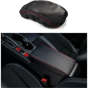 Thenice for 11th Gen Civic Armrest Box Cover Center Console Storage Organizer Leather Protector for Honda Civic 2022 2023 2024 with CVT -Black with Gray Seamline