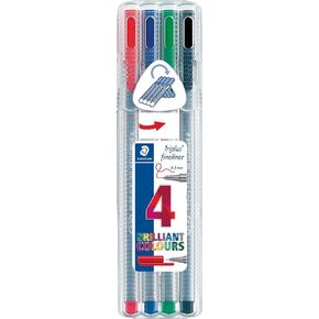 Staedtler 334 SB4 Rollerball Pens 0.3 mm, 4 Pieces - Black, Blue, Green, Red