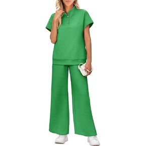 Imily Bela Womens 2 Piece Outfits Lounge Sets Quarter Zip Sweatshirts Wide Leg Sweatpants Casual Summer Tracksuits