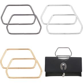 SUPERFINDINGS 6Pcs 3 Colors Metal Purse Handles Iron Handles Frame 2.56 Inch Trapezoidal Hexagon Handbag Handle Purse Handles Replacement for Bag Making, Purse Making, Handle Replacement