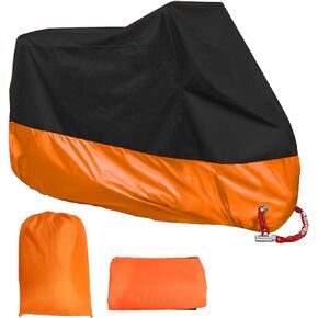 Acelane Motorcycle Cover, All Season Waterproof Outdoor Dustproof Durable Vehicle Cover with Lock Holes Fits up to 116 inches for Harley Davidson, Honda, Suzuki,Yamaha and More