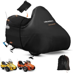 غطاء Can Am Spyder، طلاء نانو من قماش أكسفورد 420D، غطاء كامل Spyder مع 3 شرائط عاكسة، فتحتين للهوائي، مقاوم للماء، ملحقات Can Am Spyder 2010-2019