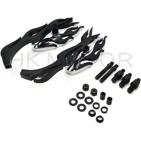 HONGK- Motorcycle Flame Style Rearview Mirror Compatible with Any Cruiser Chopper Custom Black [B01C0SR0PC]