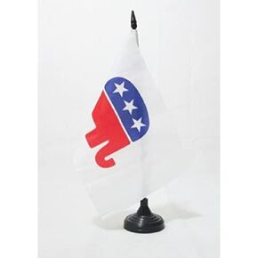 AZ FLAG US Republican Party Table Flag 5'' x 8'' - American Republic Desk Flag 21 x 14 cm - Black Plastic Stick and Base
