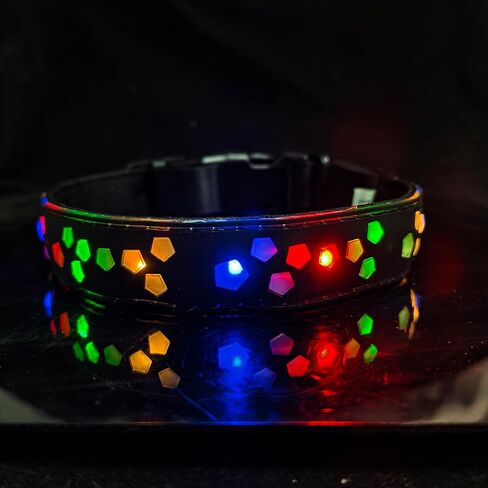 Dog Collar USB C Rechargeable LED Light Up Dog Collar Adjustable Soft Silicone Collar for Medium Large Dogs (BLACK, M(11.8-15.7")) in Kuwait