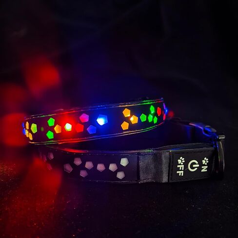 Dog Collar USB C Rechargeable LED Light Up Dog Collar Adjustable Soft Silicone Collar for Medium Large Dogs (BLACK, M(11.8-15.7")) in Kuwait