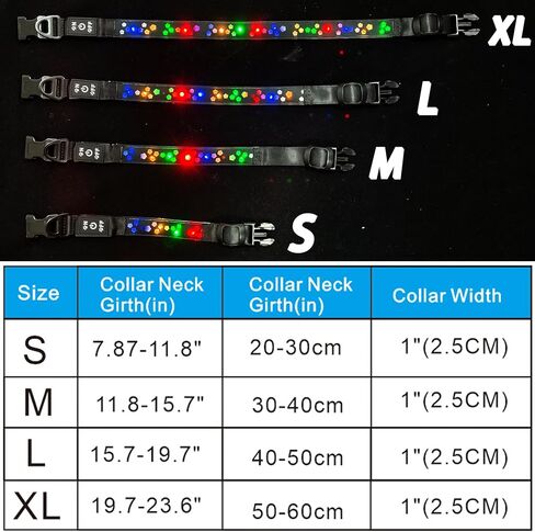 Dog Collar USB C Rechargeable LED Light Up Dog Collar Adjustable Soft Silicone Collar for Medium Large Dogs (BLACK, M(11.8-15.7")) in Kuwait