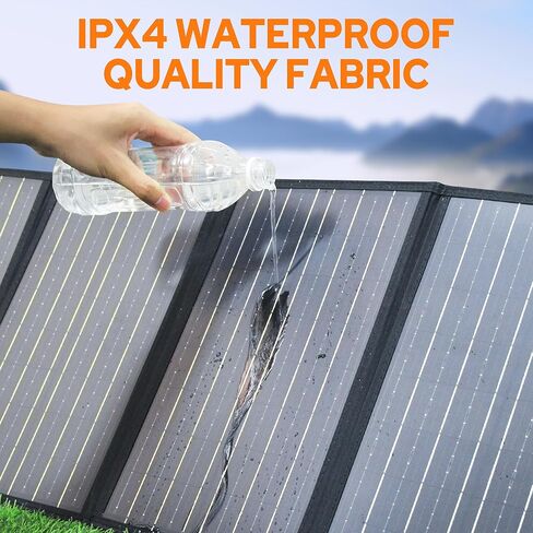 ENGINSTAR 60W Foldable Solar Panel Charger with 18V DC Outlet for Portable Power Stations EnginStar/Jackery/Rockpals/Flashfish, Portable Solar Generator with QC 3.0 for Outdoor Camping Van RV Trip in Kuwait