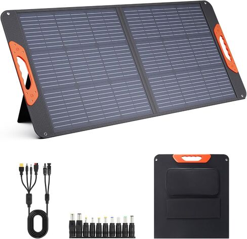ZOUPW 100W Portable Solar Panel,Monocrystalline Foldable Solar Charger MC-4 Cable for Power Station,QC3.0 USB-A &Type-C Output,23.5% High Efficiency IP67 Waterproof for Camping RV Van Travel in Saudi Arabia