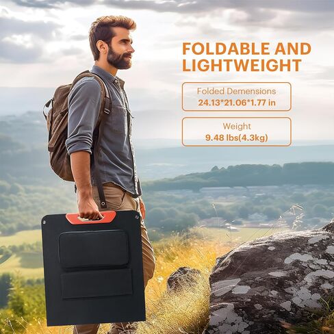 ZOUPW 100W Portable Solar Panel,Monocrystalline Foldable Solar Charger MC-4 Cable for Power Station,QC3.0 USB-A &Type-C Output,23.5% High Efficiency IP67 Waterproof for Camping RV Van Travel in Saudi Arabia