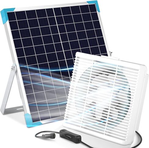 Solar Powered Fan, 15W Solar Panel IP65 Waterproof with Solar Exhaust Fan for Greenhouse, Shed, Chicken Coop, Pet Houses, Outside in Saudi Arabia