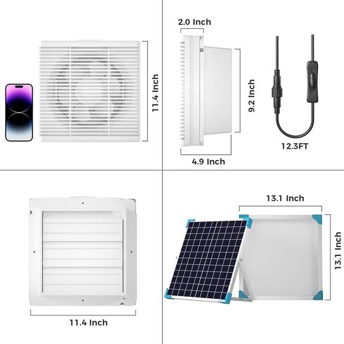 Solar Powered Fan, 15W Solar Panel IP65 Waterproof with Solar Exhaust Fan for Greenhouse, Shed, Chicken Coop, Pet Houses, Outside in Saudi Arabia