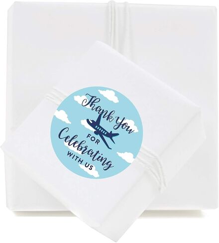 Andaz Press Blue Airplane and Clouds Birthday Party Collection, Round Circle Label Stickers, Thank You for Celebrating with US, 40-Pack, Plane Flying Theme Decor Decorations in Saudi Arabia
