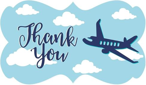 Andaz Press Blue Airplane and Clouds Birthday Party Collection, Round Circle Label Stickers, Thank You for Celebrating with US, 40-Pack, Plane Flying Theme Decor Decorations in Saudi Arabia