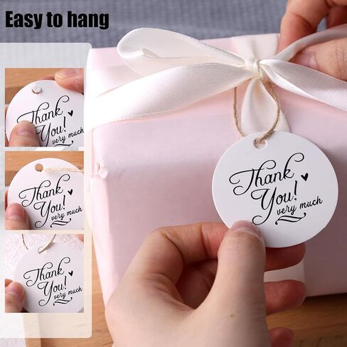 Koogel 120PCS Paper Tags with String, 2 Inch Thank You Gift Tags Circle Labels Round Gift Tags for Party Gift Wedding Brown in Saudi Arabia
