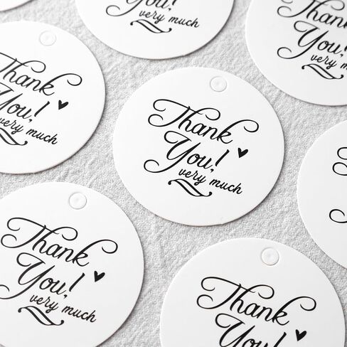 Koogel 120PCS Paper Tags with String, 2 Inch Thank You Gift Tags Circle Labels Round Gift Tags for Party Gift Wedding Brown in Saudi Arabia