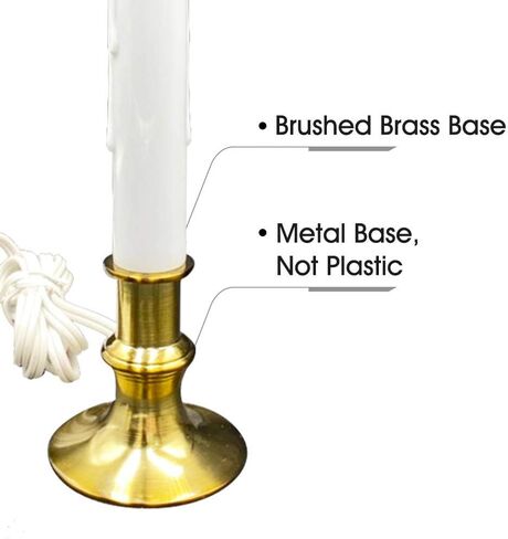 Window Candle Electric with Daily Timer, Heavy Metal Base Christmas Window Candle, UL Listed 1 Set Packing 1 Extra Replacement Bulb (Brush Brass) in Saudi Arabia