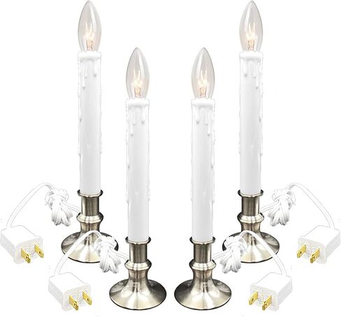 Window Candle Electric with Daily Timer, Heavy Metal Base Christmas Window Candle, UL Listed 1 Set Packing 1 Extra Replacement Bulb (Brush Brass) in Saudi Arabia