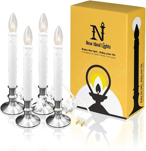 Window Candle Electric with Daily Timer, Heavy Metal Base Christmas Window Candle, UL Listed 1 Set Packing 1 Extra Replacement Bulb (Brush Brass) in Saudi Arabia