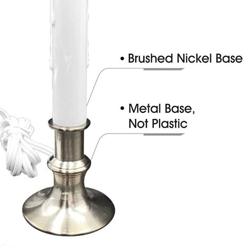 Window Candle Electric with Daily Timer, Heavy Metal Base Christmas Window Candle, UL Listed 1 Set Packing 1 Extra Replacement Bulb (Brush Brass) in Saudi Arabia