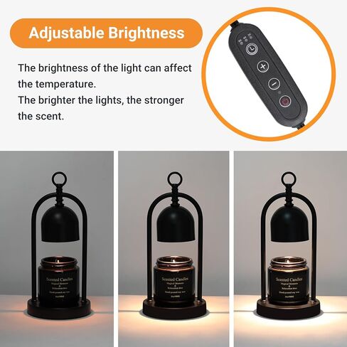 Candle Warmer Lamp with Timer and Dimmer, Electric Candle Wax Warmer Lamp with 2 Bulbs, Dimmable Candle Lamp Warmer for Jar Candles Scented Candel Wax Cubes (Black) in Kuwait