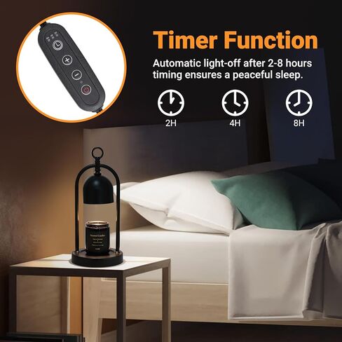 Candle Warmer Lamp with Timer and Dimmer, Electric Candle Wax Warmer Lamp with 2 Bulbs, Dimmable Candle Lamp Warmer for Jar Candles Scented Candel Wax Cubes (Black) in Kuwait