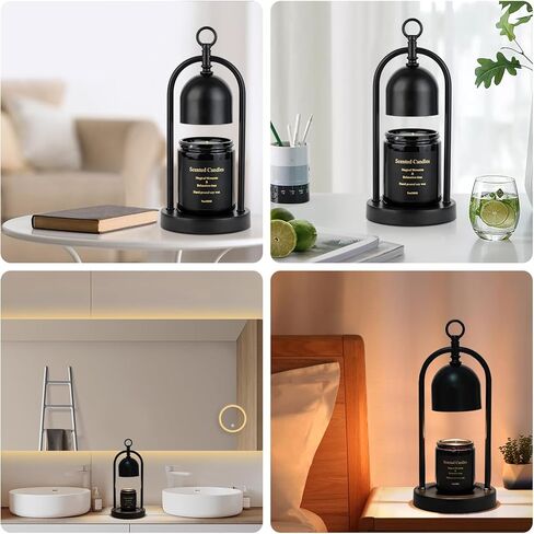 Candle Warmer Lamp with Timer and Dimmer, Electric Candle Wax Warmer Lamp with 2 Bulbs, Dimmable Candle Lamp Warmer for Jar Candles Scented Candel Wax Cubes (Black) in Kuwait