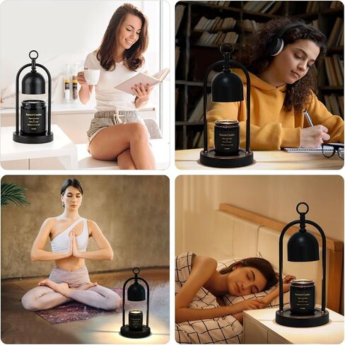 Candle Warmer Lamp with Timer and Dimmer, Electric Candle Wax Warmer Lamp with 2 Bulbs, Dimmable Candle Lamp Warmer for Jar Candles Scented Candel Wax Cubes (Black) in Kuwait