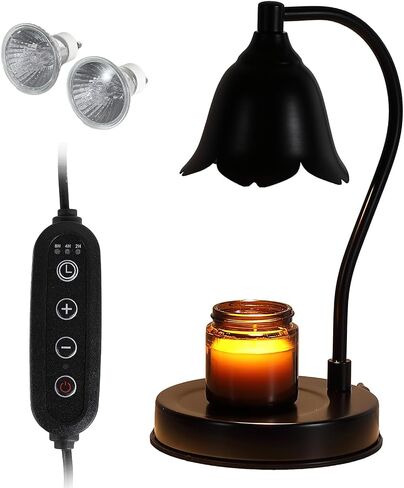 Candle Warmer Lamp,Electric Candle Wax Warmer with Dimmable Light,Scented Wax Melter,No Smoke,Compatible with Various Jar,with 2 Bulbs,Home Decor Gifts-Black in Saudi Arabia
