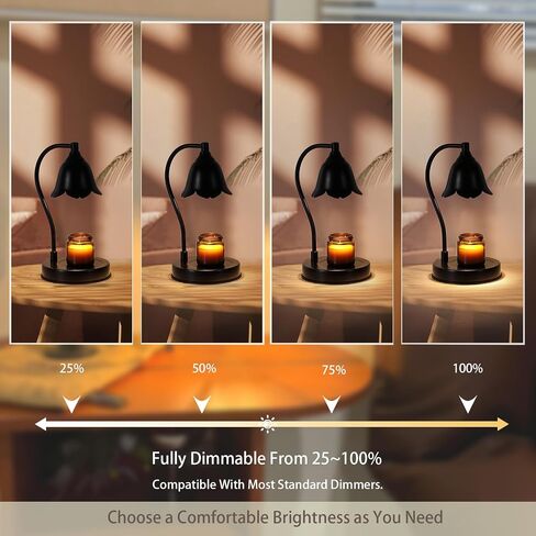 Candle Warmer Lamp,Electric Candle Wax Warmer with Dimmable Light,Scented Wax Melter,No Smoke,Compatible with Various Jar,with 2 Bulbs,Home Decor Gifts-Black in Saudi Arabia