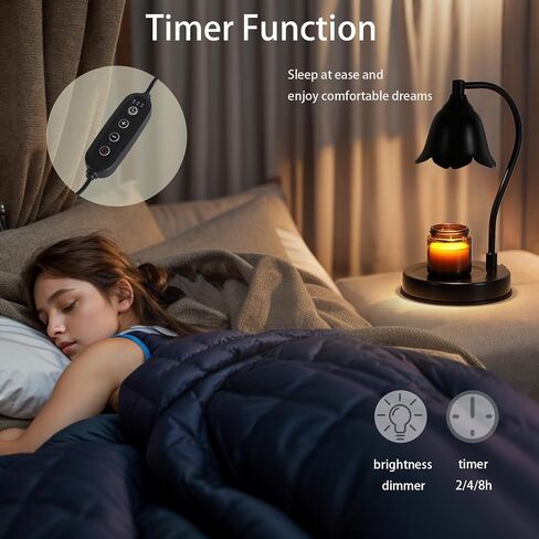 Candle Warmer Lamp,Electric Candle Wax Warmer with Dimmable Light,Scented Wax Melter,No Smoke,Compatible with Various Jar,with 2 Bulbs,Home Decor Gifts-Black in Saudi Arabia