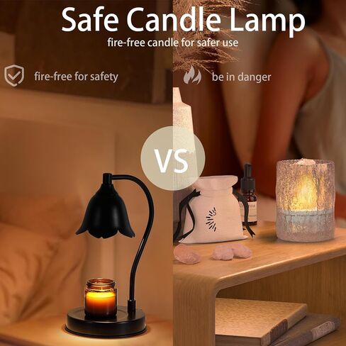 Candle Warmer Lamp,Electric Candle Wax Warmer with Dimmable Light,Scented Wax Melter,No Smoke,Compatible with Various Jar,with 2 Bulbs,Home Decor Gifts-Black in Saudi Arabia