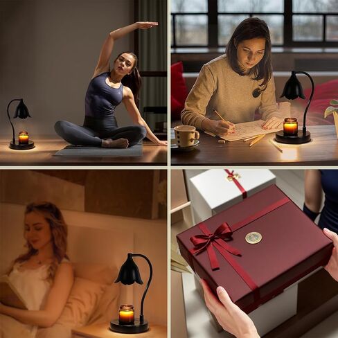 Candle Warmer Lamp,Electric Candle Wax Warmer with Dimmable Light,Scented Wax Melter,No Smoke,Compatible with Various Jar,with 2 Bulbs,Home Decor Gifts-Black in Saudi Arabia