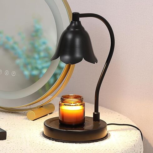Candle Warmer Lamp,Electric Candle Wax Warmer with Dimmable Light,Scented Wax Melter,No Smoke,Compatible with Various Jar,with 2 Bulbs,Home Decor Gifts-Black in Saudi Arabia
