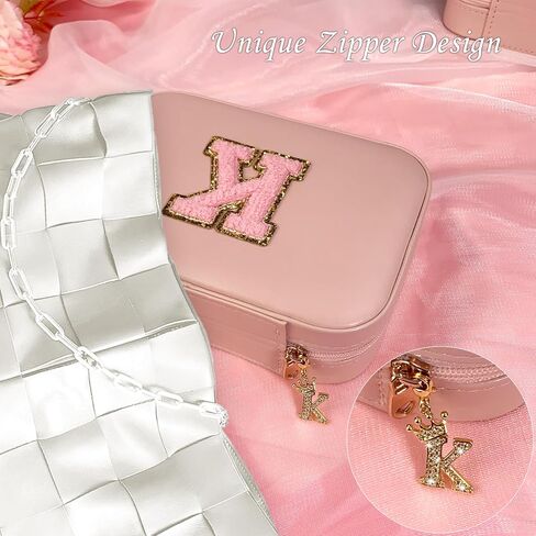 TopPerfekt Jewelry Box Travel Jewelry Case With Mirror, Jewelry Organizer Bridal Shower Gifts To Her, Earring Travel Case Teen Girl Gifts Trendy Stuff, Gift for Women and Girls Initial A in Saudi Arabia
