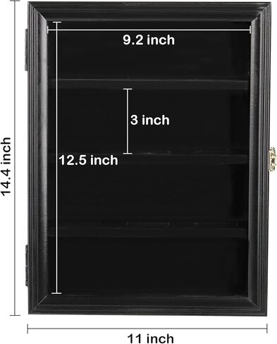 حقيبة عرض Bekith 12 Hockey Puck مع باب حماية من الأشعة فوق البنفسجية قابل للقفل، حامل عفريت رف صندوق الظل خزانة حائط، إطار أسود in Kuwait