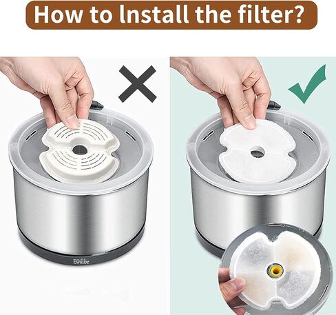 Cat Water Fountain Filters Pet Fountain Filter Replacement Filters Compatible Stainless Steel 2L/67oz, 3.2L/108oz Adjustable Water Flow, 8 Cat Fountain Replacement Filters with 8 Pre-Filter Sponges in Saudi Arabia